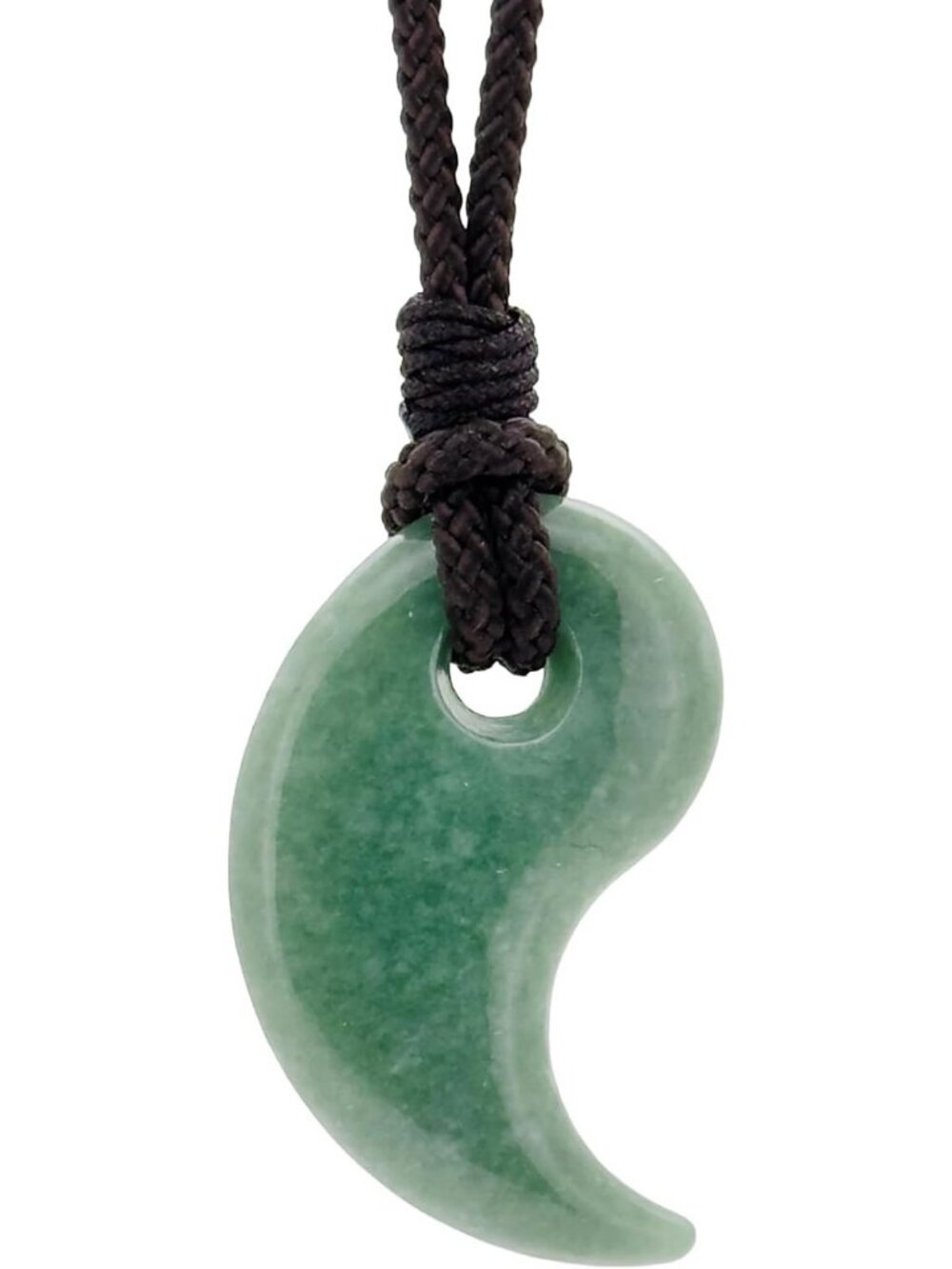 Natural Jadeite Magatama Charm Necklace - Adjustable Amulet for Men & Women